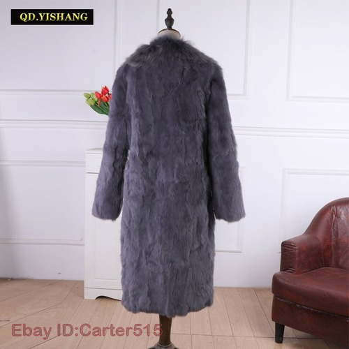 Ladies' autumn and winter thick warm fur coat long-sleeved hooded imitation rabbit fur coat