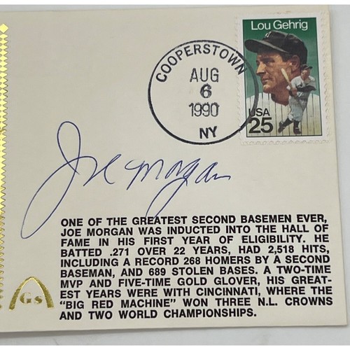 Joe Morgan Signed Cache Cooperstown August 6 1990 JSA COA Autographed - Picture 4 of 7
