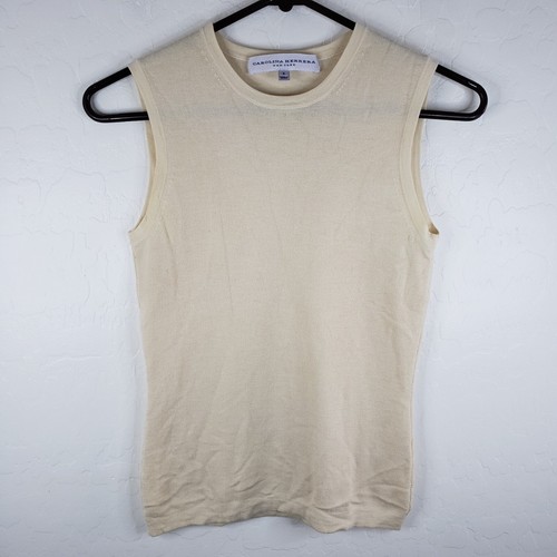 Carolina Herrera Cashmere Silk Sleeveless Top Women's Small Ivory Soft Pullover - Picture 4 of 11