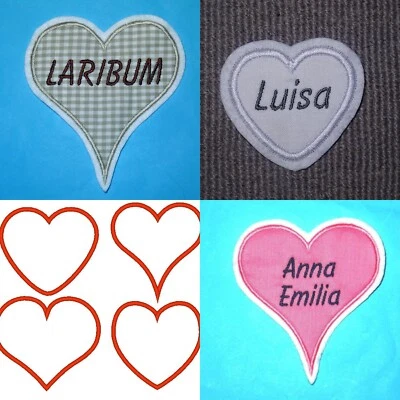 MARKENLOS Herz in Wunschfarbe 5-20cm Applikation Aufnäher Name möglich