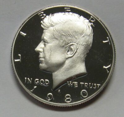 1980 Kennedy Half Dollar, proof / polierte Platte, S Mint = San Francisco