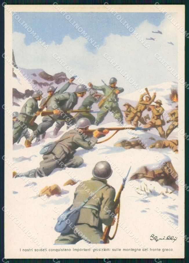 Propaganda Militare WWII WW2 Fronte Greco Grecia Sgrilli FG cartolina XF7321