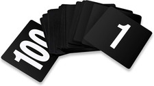 23084 1-100 Double Side Plastic Table Numbers, 4" X 4" Inch, Light Grey on Black
