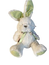 Vtg GANZ Sammy Bunny Stuffed Animal White Green Plush Super Soft 11" Easter