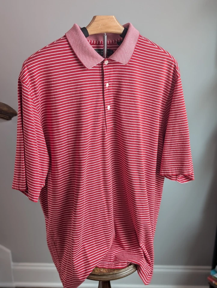 Jack Nicklaus Golf Polo Men's Size Large Red With White Stripes 100% Cotton - Image 2 of 4
