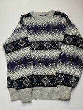 Vintage 90s Stefano Mens Grandpa Geometric Knit Crewneck Sweater LG Multicolor