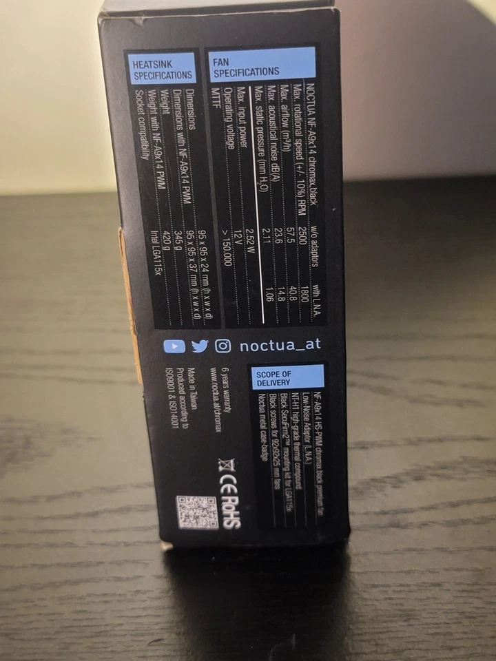 Noctua NH-L9i chromax.Enfriador CPU de bajo perfil negro - 37 mm, 100 % RAM/PCIe compatible Foto 2 de 4