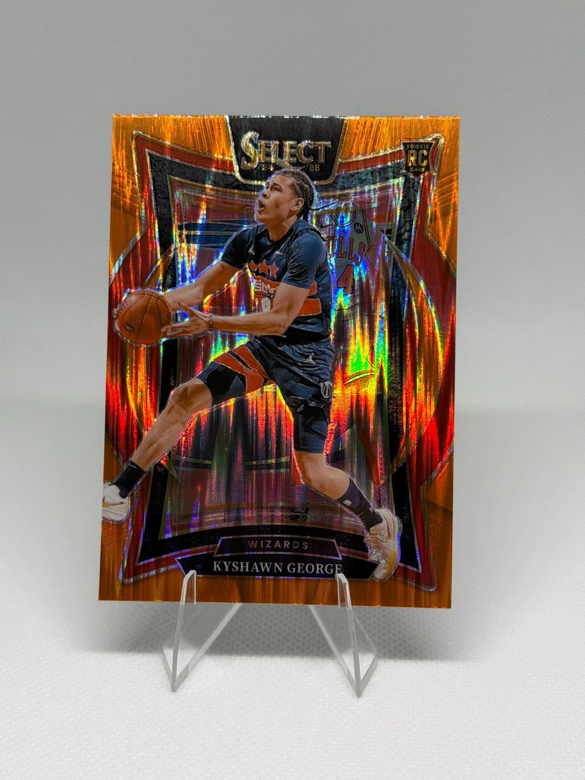 2024-25 Panini Select Kyshawn George (RC) #85 Orange Flash Prizm Wizards 🔥