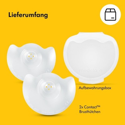 Medela Contact Brusthütchen aus Silikon/2 Hütchen (20 mm) und Aufbewahrungsbox