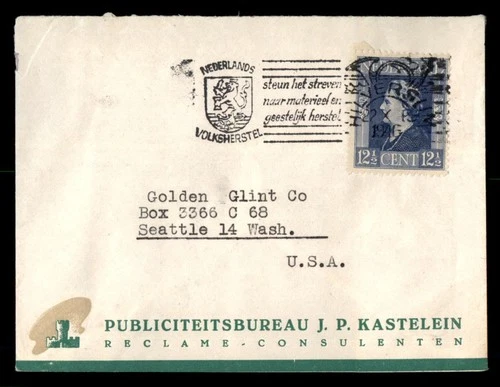Mayfairstamps Netherlands 1946 Publiciteitsbureau JP Kastelein to USA Cover aax_