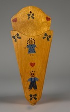 Vintage Wooden Wall Scissor Holder Wall Pocket Friends Hand Made Painted