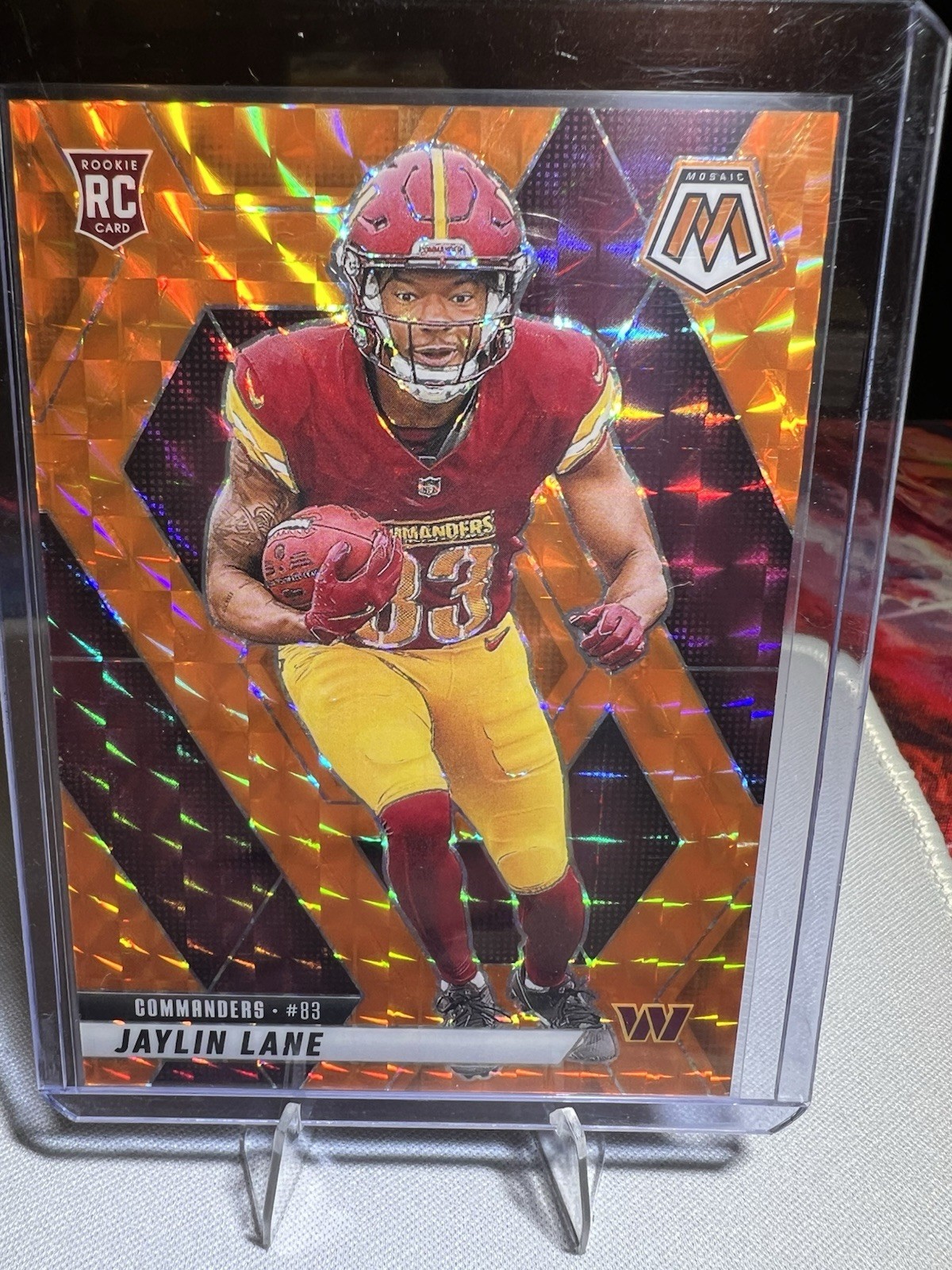 2025 Mosaic Jaylin Lane Orange Prizm RC /199 #306 Commanders