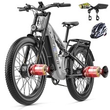 Dual Motor Electric Mountain Bike 26" Fat Tyre E-Bike 48V 25Ah Moutainbike UK