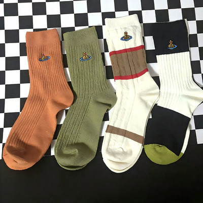 5 Pairs Vivien Style Women's Cotton Crew Socks, Free Shipping
