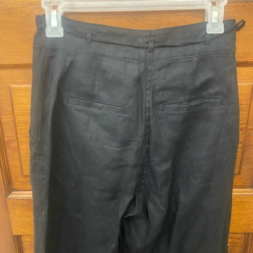 Faithfull The Brand Women's Linen Pants size 2 US Black w/ Pockets String Tie - Picture 10 of 18