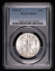 1943 S Half Dollars Liberty Walking PCGS MS-66