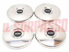 COPPE RUOTA BORCHIE CERCHI FIAT 127 128 BERLINA 2 SERIE ACCIAIO INOX FONDO NERO