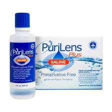 PuriLens Plus Preservative Free Saline 12 packs of 4 oz bottles