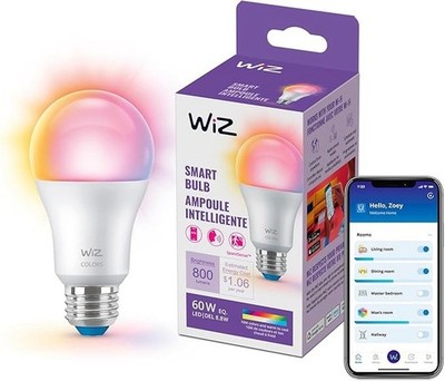 NEW Philips WiZ A19 Smart Color Bulb WiFi RGB LED Alexa Google 60W E26