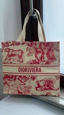 Dior Beauty Bag Blue Beige Straw Tote Bag Large / VIP Christian Dior 
