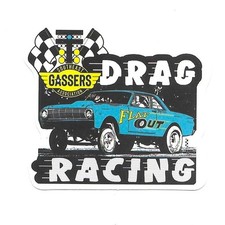 Vintage Gasser Drag Racing Vinyl Sticker Die Cut Flat Out Race Car Retro Decal