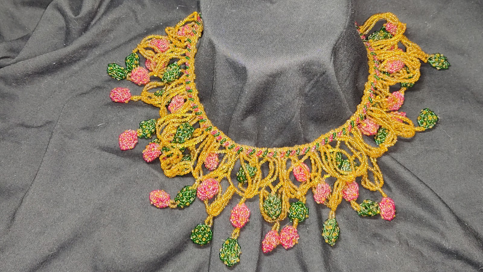 Intricately Hand-beaded Statement Necklace "Sugar… - image 1