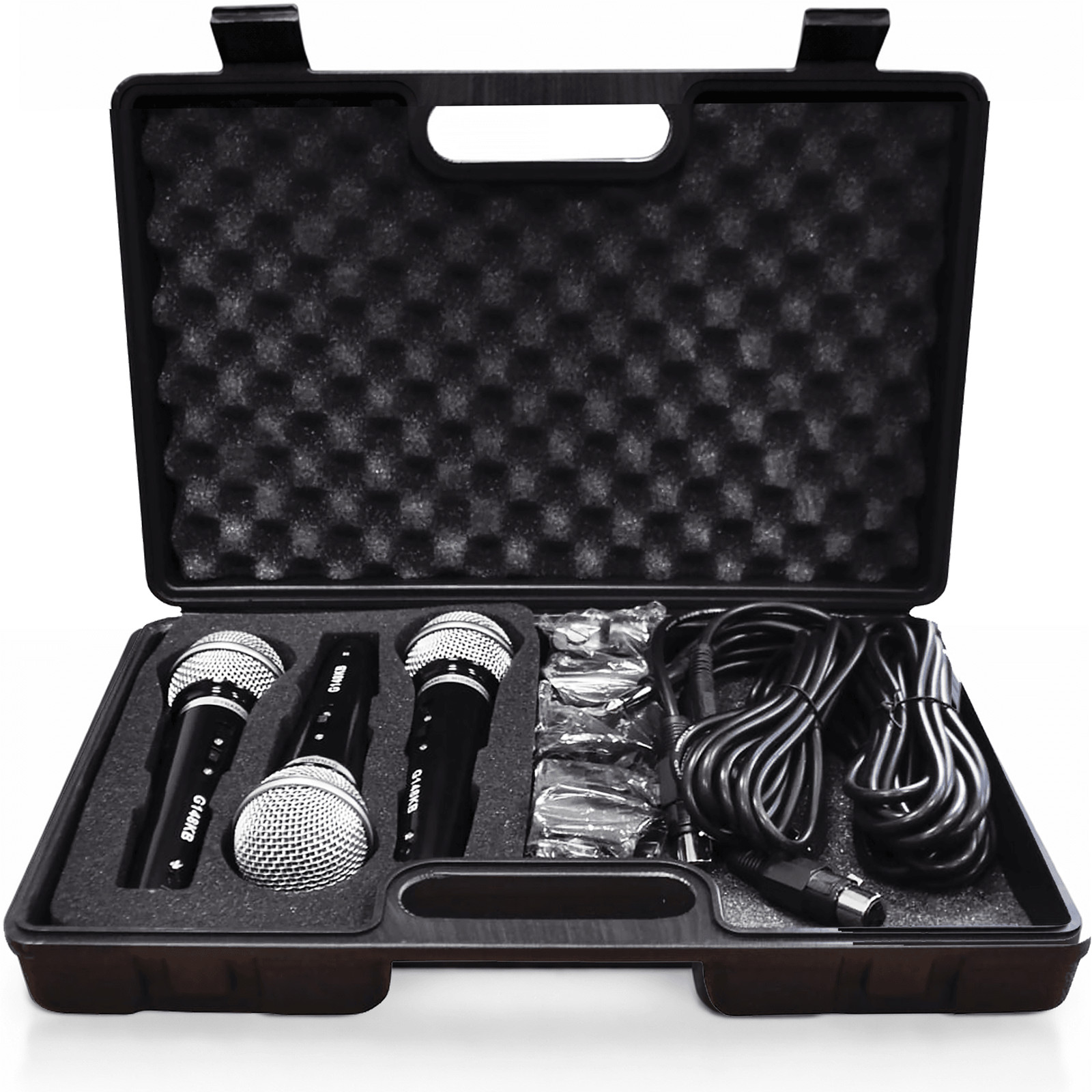 3 Microphone Kit Soundlab Dynamic Premium Vocal Mic with Leads and Case