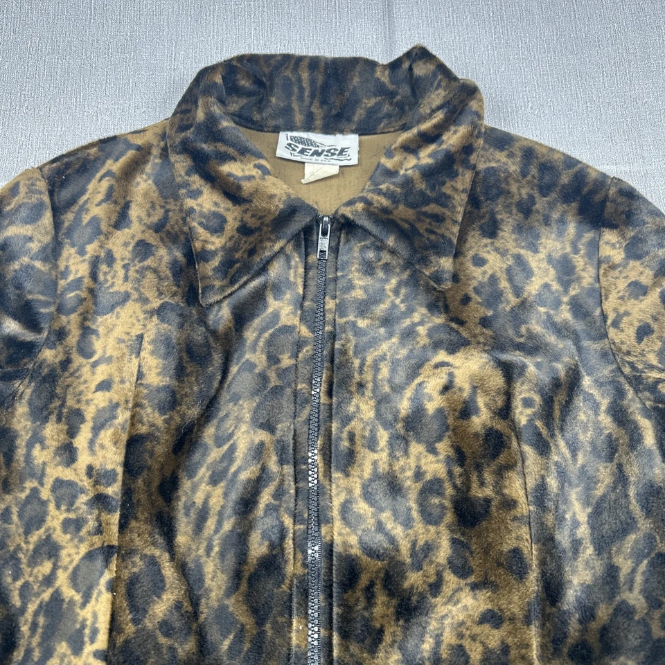 复古 Sense 豹纹模糊拉链夹克女式美国制造复古 Y2K — 第 4/4 张图片