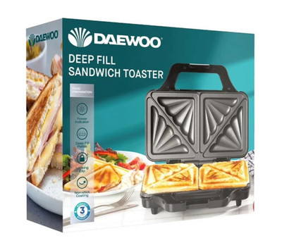 Daewoo Deep Fill 4 Scheiben Sandwich Toaster Grill Toastie Maker Antihaft 900W