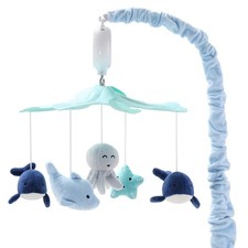 Crib Mobile for Boys or Girls - Light and Dark Blue Musical Baby Crib Mobile ...
