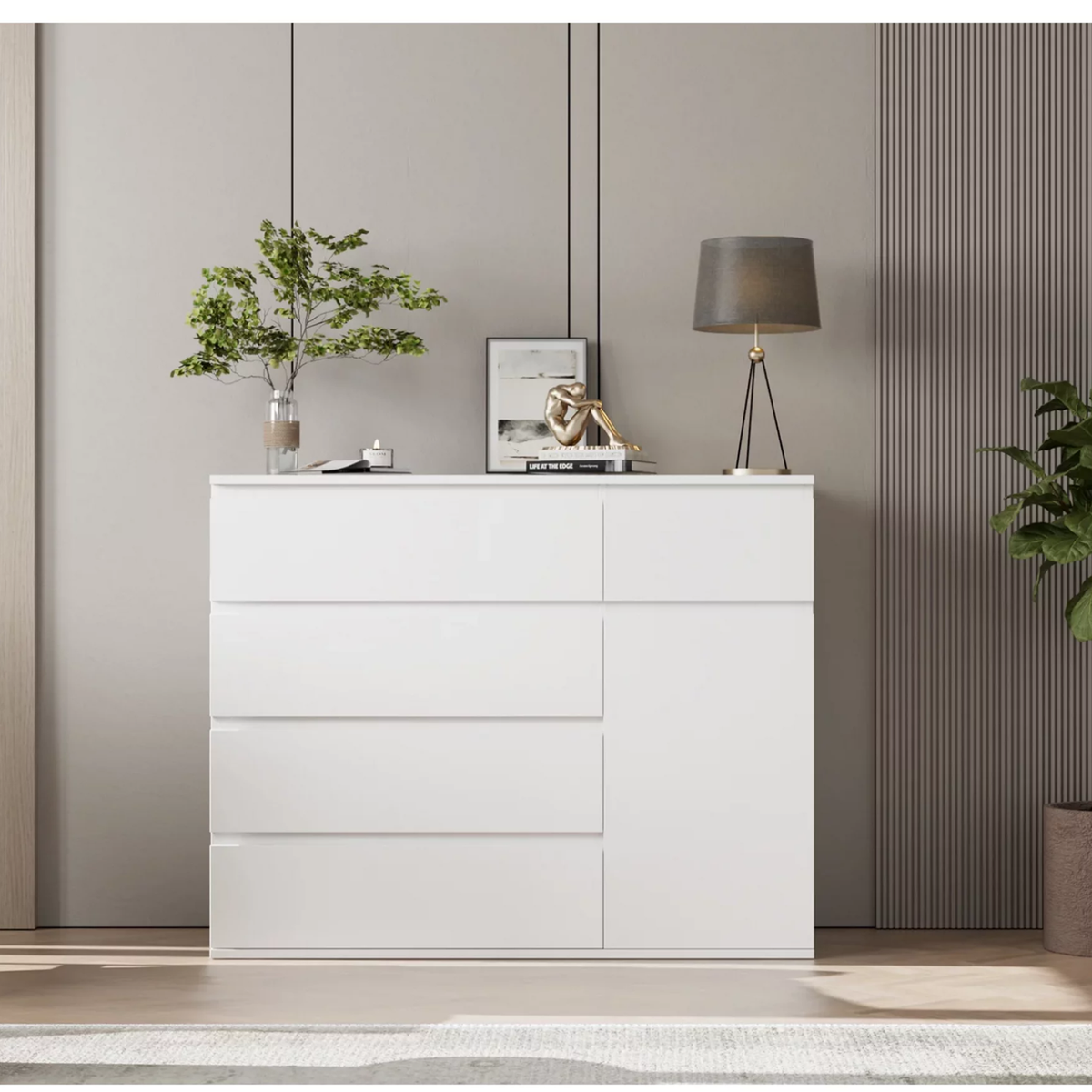 modern white 5 drawer dresser Conjira Contemporary White 5-Drawer Chest by Furniture of America