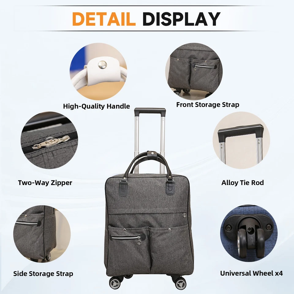 Bagagem de mão com vários bolsos 16/18 pol. giratória de 4 rodas - Imagem 2 de 4