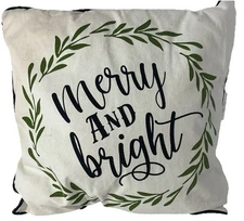 Décor Pillow Mitty And Bright 15”x15” Ott White With Green And Black