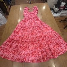 J.Crew Dress Womens 0 Pink Floral Ruffle Maxi Sundress Lined Cotton Tiered