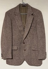 VTG Harris Tweed Brown Tweed Blazer Jacket Men's 42R Sport Coat USA Wool 80's