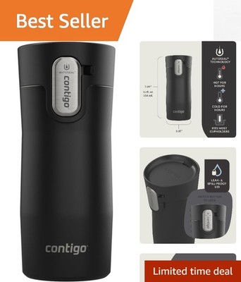 12oz AutoSeal Travel Mug - Insulated, Leakproof & Easy-Clean Lid in Matte Black