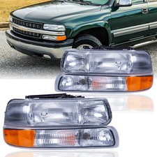 Pair Headlights Bumper Lamps For 99-02 Chevy Silverado 00-06 Suburban Tahoe