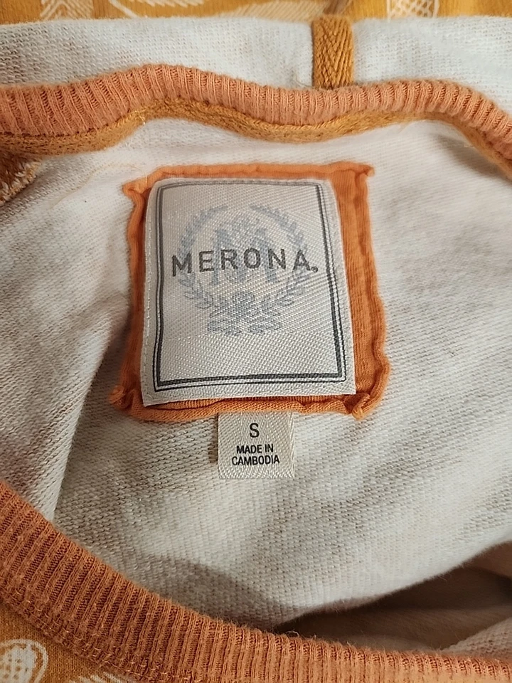 Sudadera con Capucha Floral Merona Manga Corta 100% Algodón Talla Pequeña - Naranja Foto 3 de 4