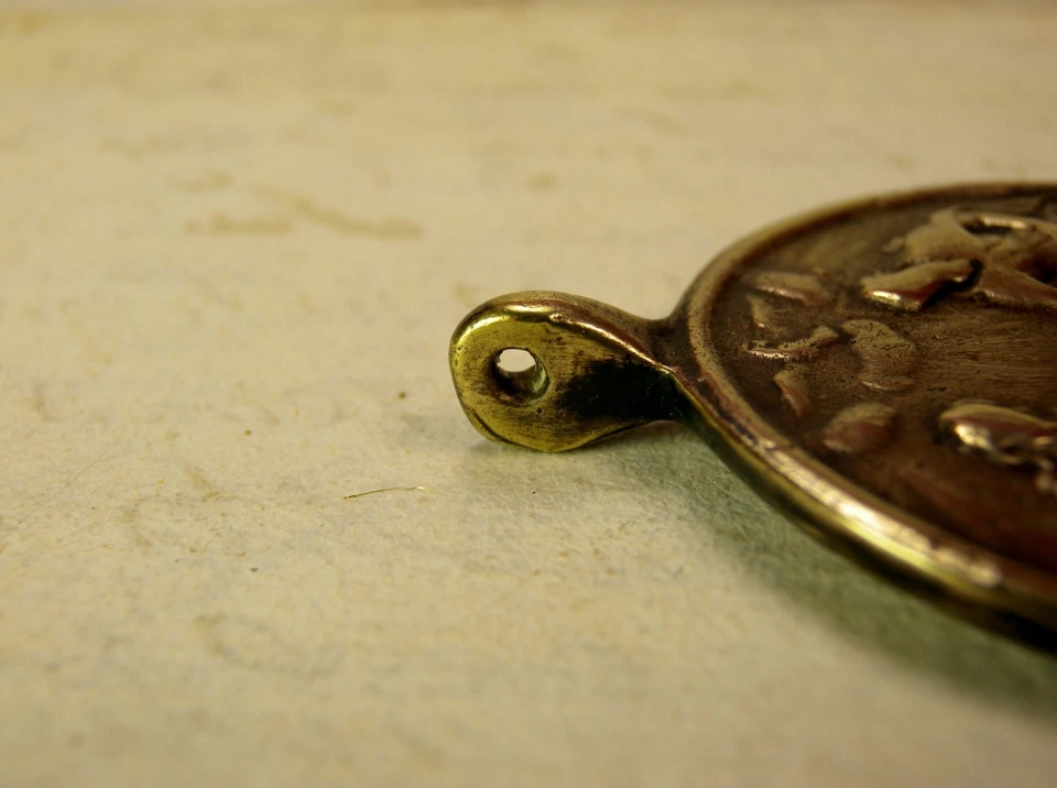 СТАРИННЫЙ 18-ГО ВЕКА КАТОЛИЧЕСКИЙ СВЯТОЙ ТРИНТИ И АРХАНГЕЛ ST. MICHAEL БРОНЗОВАЯ МЕДАЛЬ - Изображение 4 из 4