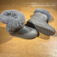Sonoma Girl Cozy Boot Size 1 Alainaa Grey Sparkle Faux Fur Lined Winter Boots