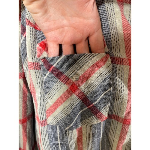 VTG OUTDOOR EXCHANGE 90s Flannel Snap Shirt Men's M Tall 15.5 Plaid Button Up - Picture 3 of 8