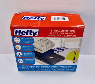 12-pcs Hefty Shrink-Pak Jumbo Family Pack Vacuum Storage Bags w/ Pump