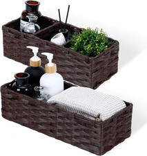 Toilet Paper Basket for Organizing, Plastic Wicker Bathroom Baskets for Storage,