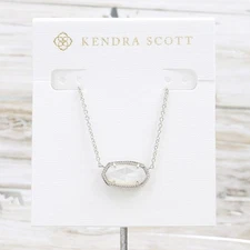 NWT Kendra Scott Elisa Ivory Mother of Pearl Shell Pendant Necklace Silver June