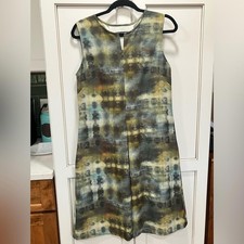 Kal Rieman Dress Size Small Stretch Made in USA Green Yellow Watercolor