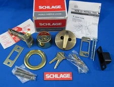 SCHLAGE - B160N - Single Cylinder Deadbolt - Polished Brass / Antique Brass