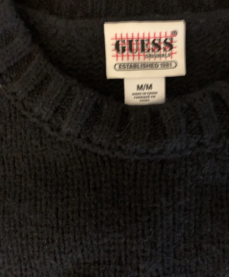 Women's Guess Originals Embroidered Logo Sweater 100 % Wool Size M New Foto 3 de 4