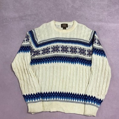 Vintage Strickpullover Zopfmuster Fair Isle gemustert Opa Pullover Herren L