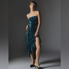 NWT Urban Outfitters Silence + Noise Luna Velvet Strapless Midi Dress Size Large