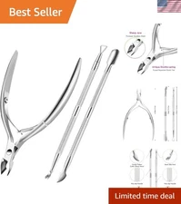 5-in-1 Professional Cuticle Trimmer & Pusher Set - Stainless Steel for Manicure
